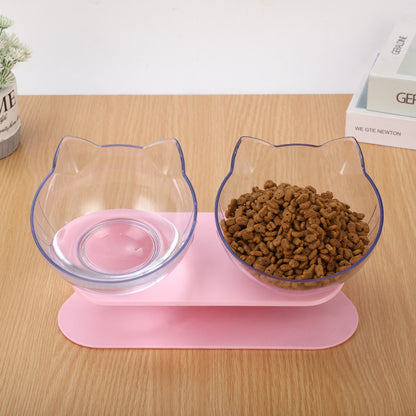 New Inclined Food Cat Ear Oblique Mouth Transparent Single Pet Bowl