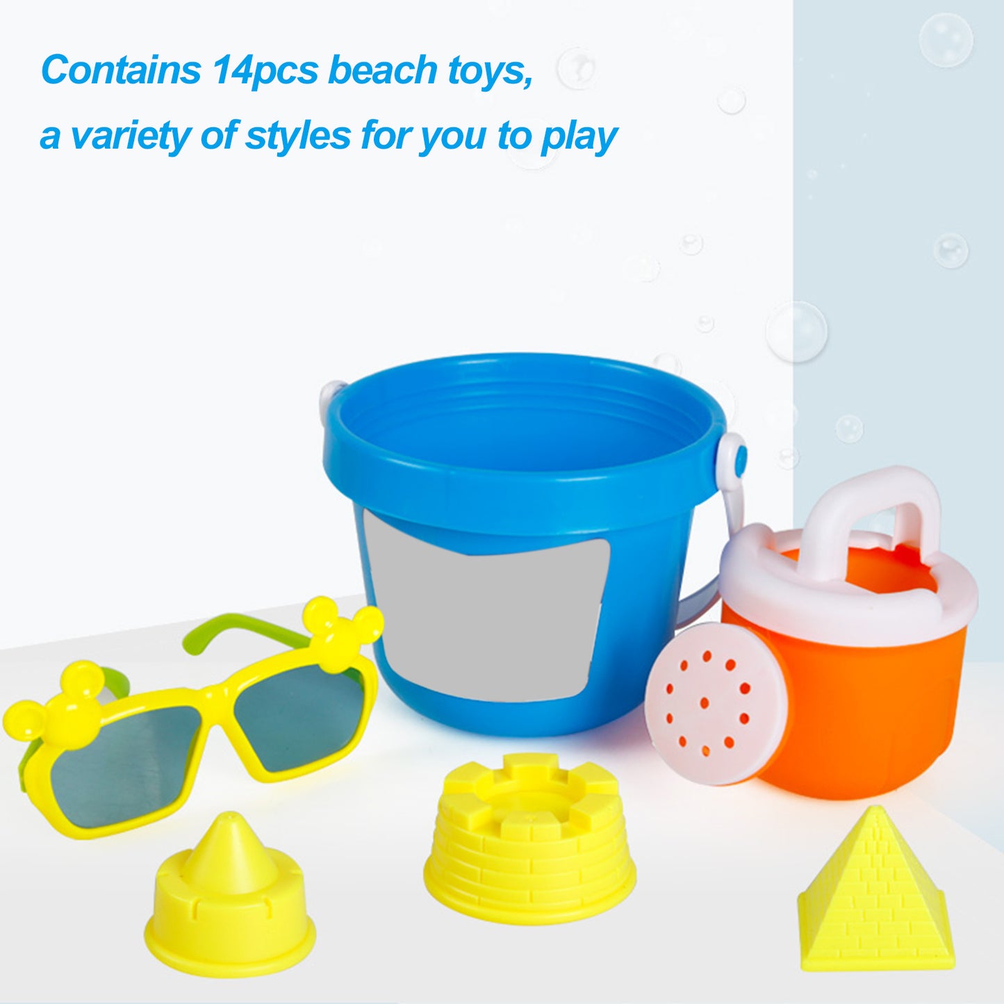 Kids Beach Sand Toys 14pcs Beach Toy with Sand Shovel Glasses Sand Bucket Model for Boys Girls Toddlers Kids