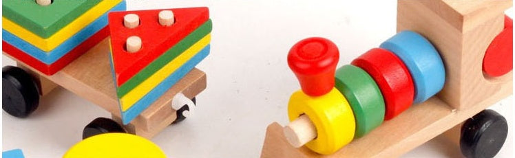 Wooden Train Three-section Tractor Toy Children's