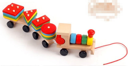 Wooden Train Three-section Tractor Toy Children's