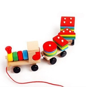 Wooden Train Three-section Tractor Toy Children's