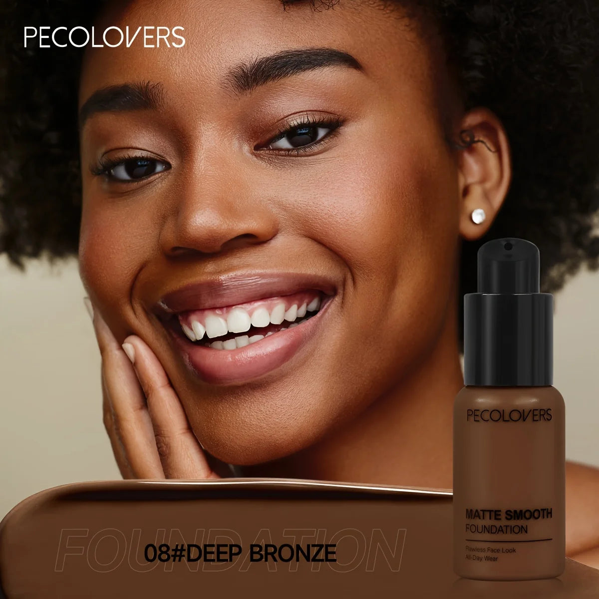 PECOLOVERS Matte Finish Liquid Foundation - Oil-Control, Waterproof, Full Coverage Concealer for All Skin Tones