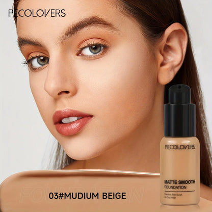 PECOLOVERS Matte Finish Liquid Foundation - Oil-Control, Waterproof, Full Coverage Concealer for All Skin Tones