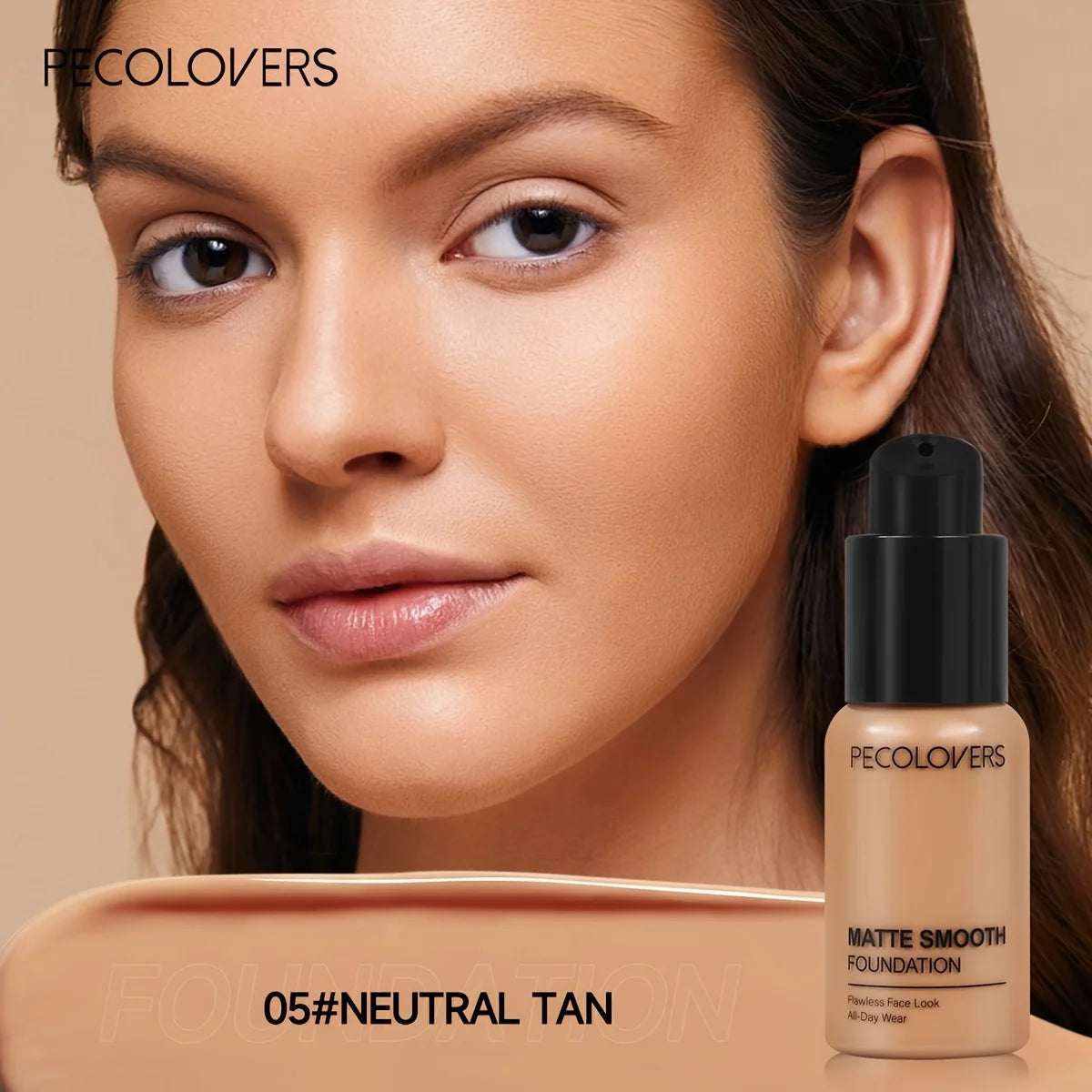 PECOLOVERS Matte Finish Liquid Foundation - Oil-Control, Waterproof, Full Coverage Concealer for All Skin Tones