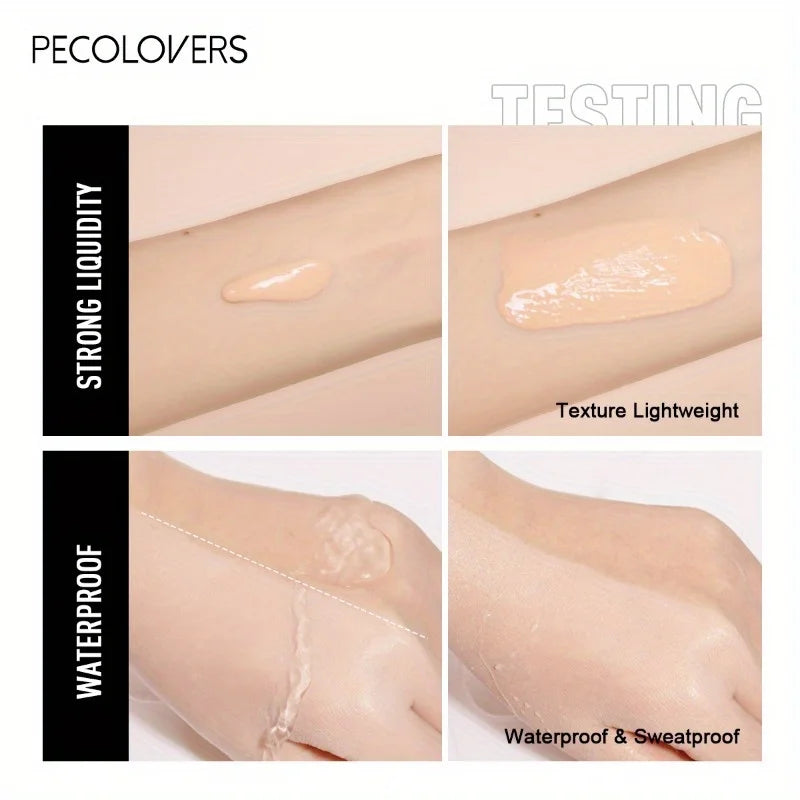 PECOLOVERS Matte Finish Liquid Foundation - Oil-Control, Waterproof, Full Coverage Concealer for All Skin Tones