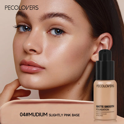 PECOLOVERS Matte Finish Liquid Foundation - Oil-Control, Waterproof, Full Coverage Concealer for All Skin Tones