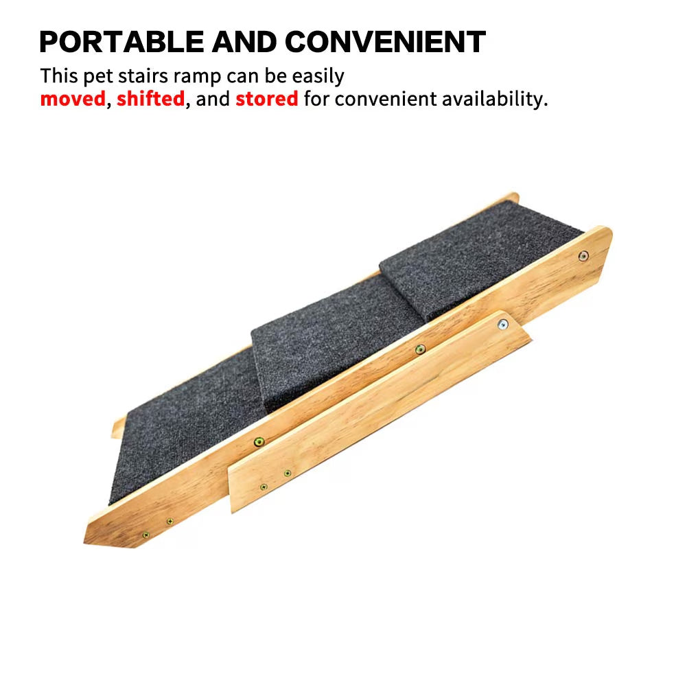 Wood Pet Stairs Pet Steps  Foldable 3 Levels Dog Stairs - Korigi store