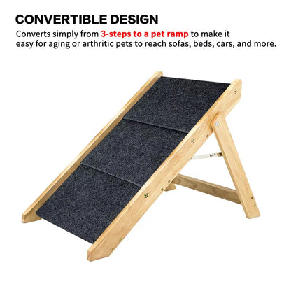 Wood Pet Stairs Pet Steps  Foldable 3 Levels Dog Stairs - Korigi store